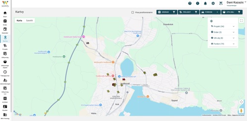 Kartvy Workify GPS för fordon och objekt
