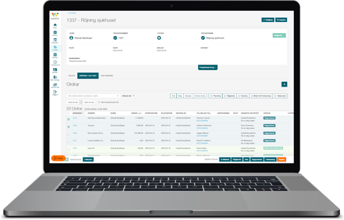 Skärmdump ur Projektmodulen i Workify Affärssystem som visar hur vyn i systemet ser ut.